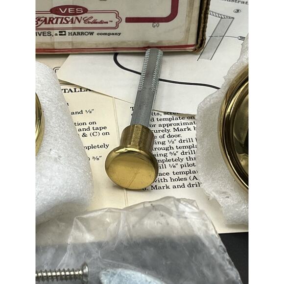 Vtg H.B. Ives Artisan Collection Single Dummy SOLID Brass Knobs W/Rose Lot Of 2 - Picture 7 of 16